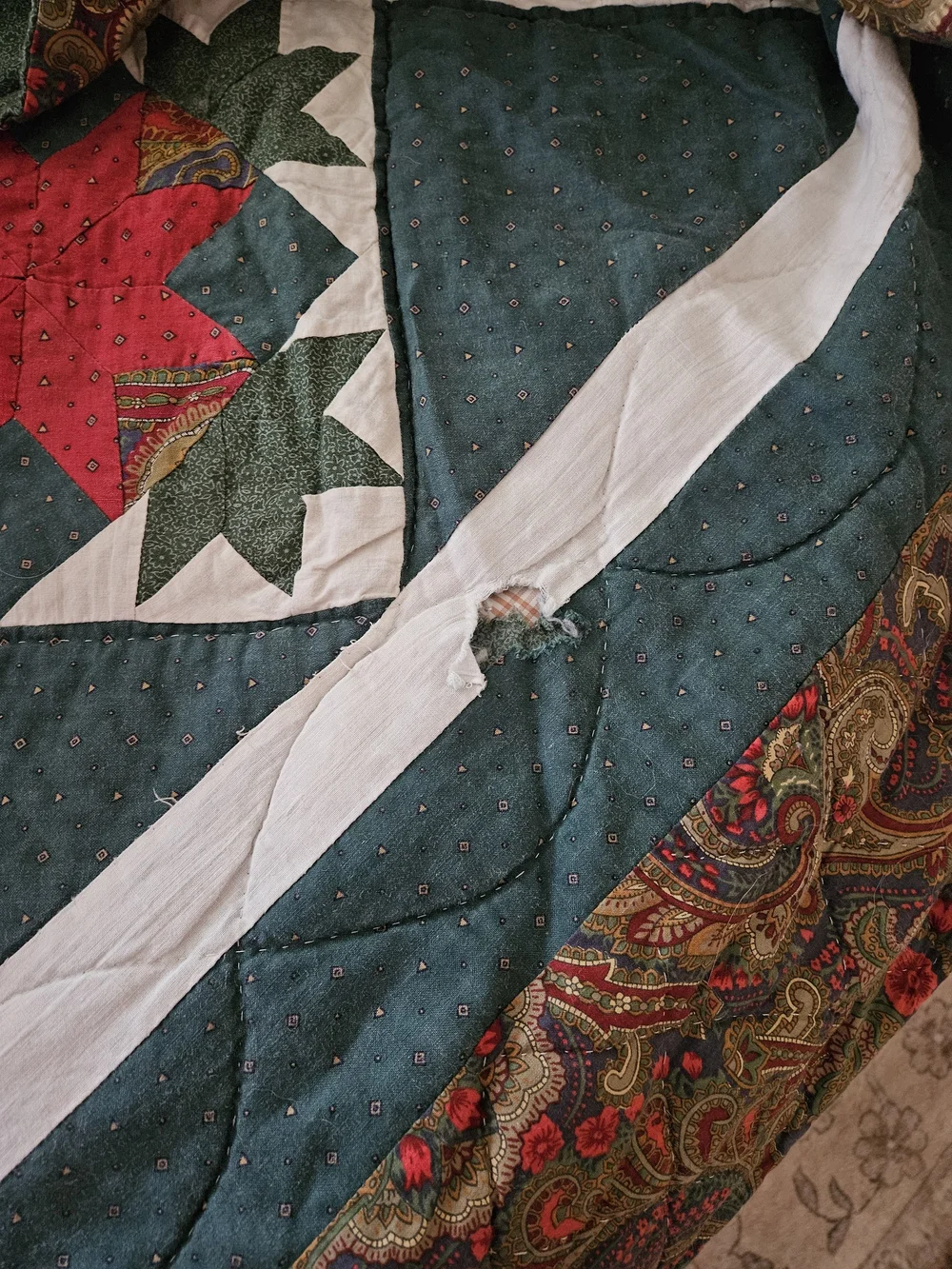 Classic Patchwork Star Quilt With Paisley Accents